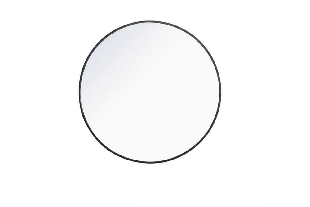 Metal Frame Round Mirror 32 Inch Black Finish