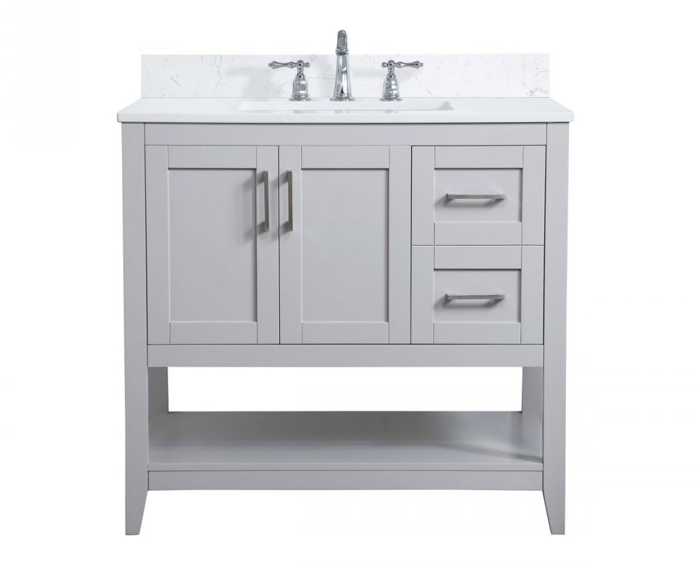 36 Inch Single Bathroom Vanity in Grey with Backsplash