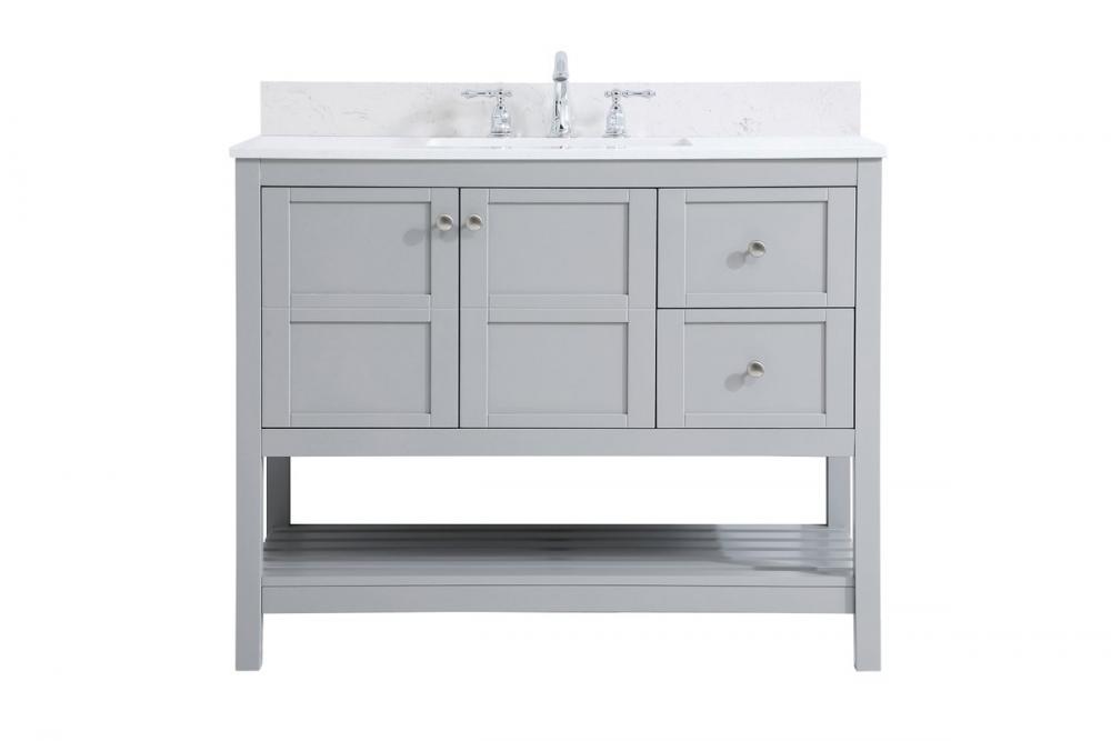 42 Inch Single Bathroom Vanity in Gray with Backsplash