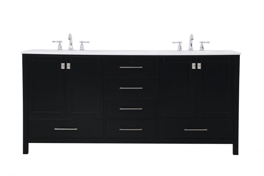 72 Inch Double Bathroom Vanity in Black