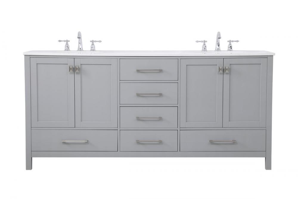 72 Inch Double Bathroom Vanity in Gray