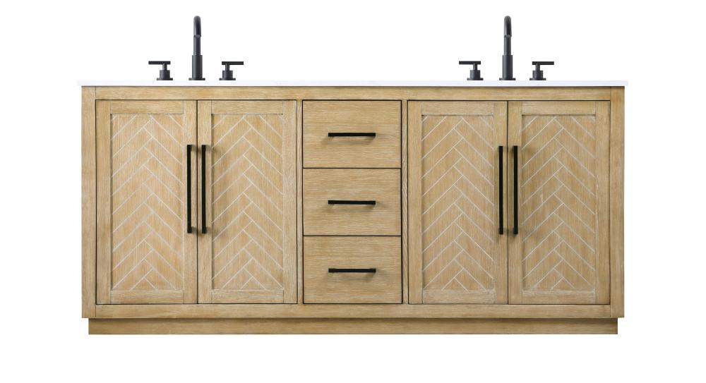 72 inch Double Bathroom Vanity in Linen Oak