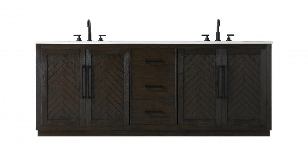 84 inch Double Bathroom Vanity in Chocolate Oak