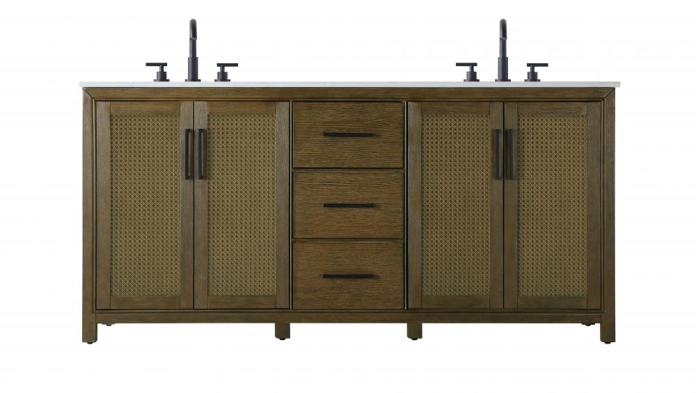 72 inch Double Bathroom Vanity in Hazel Oak