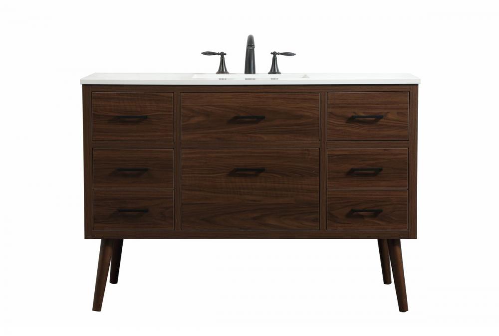 48 Inch Single Bathroom Vanity in Walnut