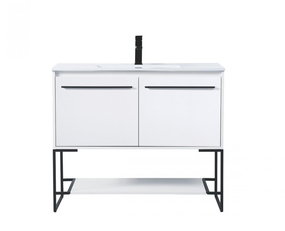 40 Inch Single Bathroom Vanity in White