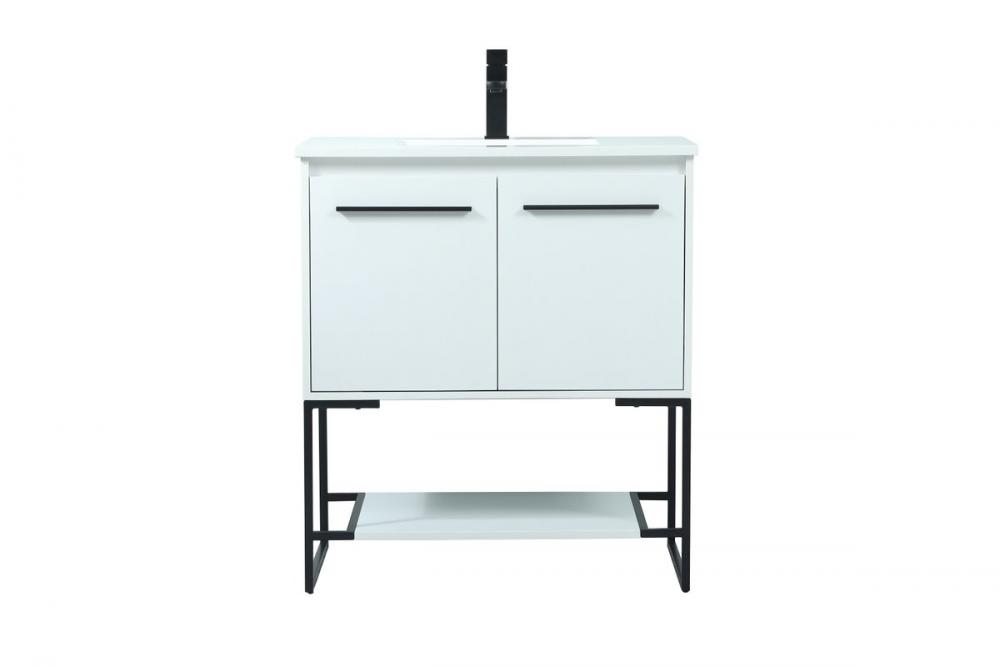 30 Inch Single Bathroom Vanity in White