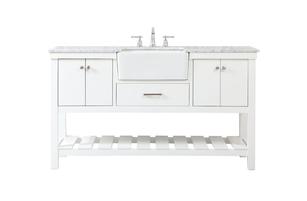 60 Inch Single Bathroom Vanity in White