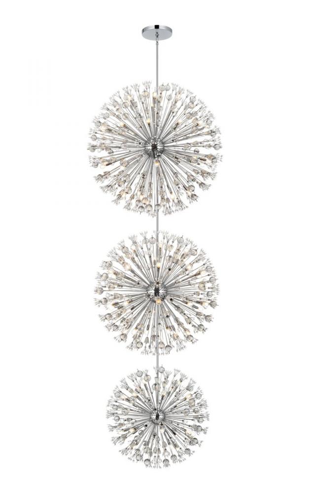 Vera 48 Inch Three Tiers Crystal Starburst Chandelier in Chrome