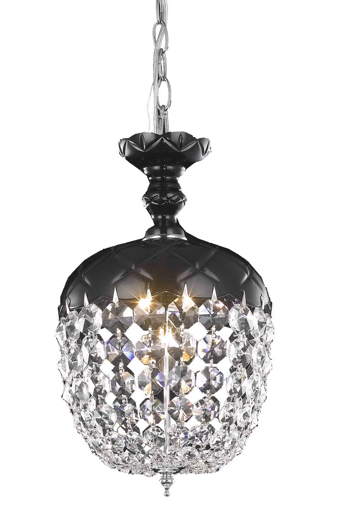 Rococo 1 light Black Pendant Jet (Black) Royal Cut Crystal