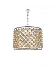 Elegant 1206D27PN-GT/RC - Madison 8 Light Polished Nickel Chandelier Golden Teak (Smoky) Royal Cut Crystal