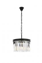 Elegant 1208D16MB/RC - Sydney 3 Light Matte Black Pendant Clear Royal Cut Crystal