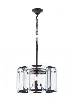 Elegant 1211D17FB - Monaco 4 Light Flat Black (Matte) Pendant Clear Glass Crystal