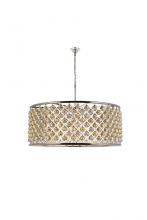 Elegant 1214G43PN-GT/RC - Madison 10 Light Polished Nickel Chandelier Golden Teak (Smoky) Royal Cut Crystal