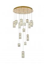 Elegant 3680D32SG - Aston 32 inch LED Pendant in Satin Gold