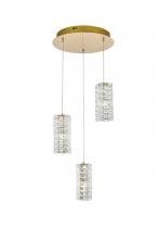 Elegant 3680D3RSG - Aston 16 inch LED Pendant in Satin Gold