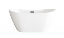 Elegant BT10354GW-MBK - 59 inch Soaking Bathtub in Glossy White with Matte Black Trim