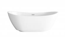 Elegant BT10367GW-BNK - 67 inch Soaking Bathtub in Glossy White with Brushed Nickel Trim