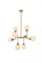 Elegant LD7038D36BR - Hanson 8 Lights Pendant in Brass with Frosted Shade