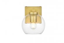 Elegant LD7311W6BRA - Juelz 1 Light Brass and Clear Bath Sconce