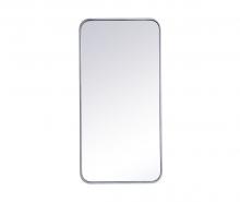 Elegant MR801836S - Soft Corner Metal Rectangular Mirror 18x36 Inch in Silver