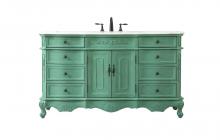 Elegant VF10160VM - 60 Inch Single Bathroom Vanity in Vintage Mint