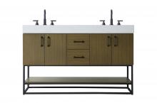 Elegant VF29254DMCB - 54 inch Double Bathroom Vanity in Chestnut Brown