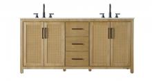 Elegant VF29572DLO - 72 inch Double Bathroom Vanity in Linen Oak