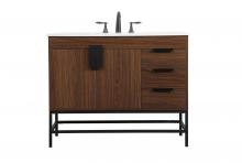 Elegant VF48842MWT - 42 Inch Single Bathroom Vanity in Walnut