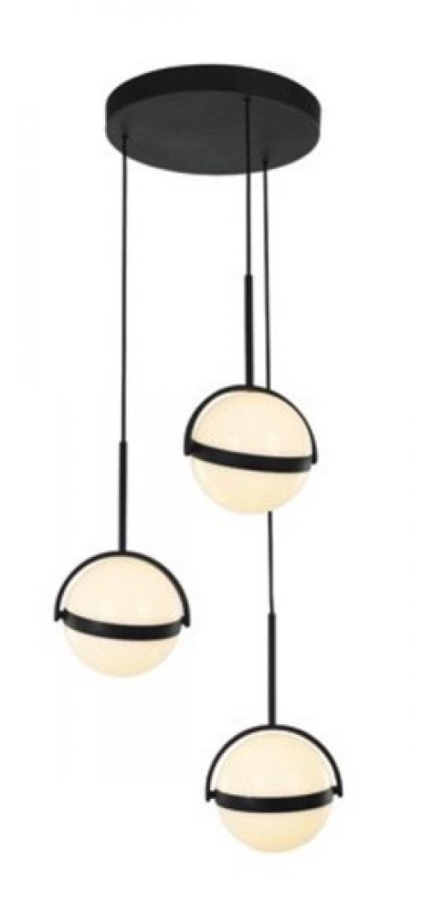 Globo 3 Head Matte Black LED Multi Pendant