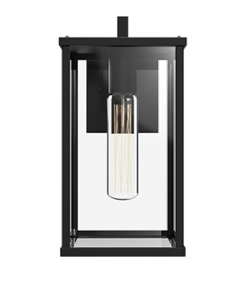 Brentwood 12-in Clear Glass/Textured Black 1 Light Exterior Wall Sconce