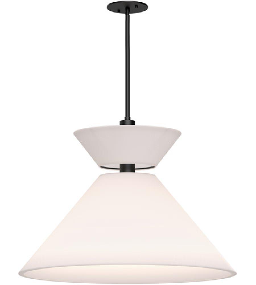 Chapelle 22-in Matte Black/White Linen 1 Light Pendant