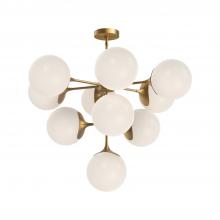 Alora Lighting CH505335AGOP - Nouveau 35-in Aged Gold/Opal Matte Glass 10 Lights Chandeliers