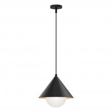 Alora Lighting PD485214MBOP - Remy 14-in Matte Black/Opal Glass 1 Light Pendant