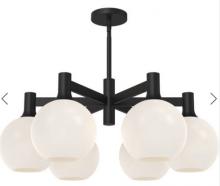 Alora Lighting CH506230MBOP - Castilla 29-in Matte Black/Opal Matte Glass 6 Lights Chandeliers