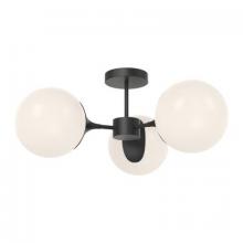 Alora Lighting SF505326MBOP - Nouveau 26-in Matte Black/Opal Matte Glass 3 Lights Semi Flush Mount