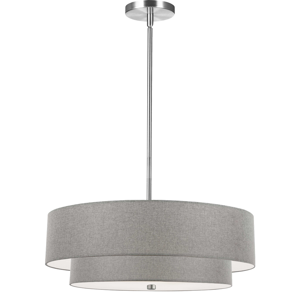 4LT Incand 2 Tier Pendant, PC w/ GRY Shade