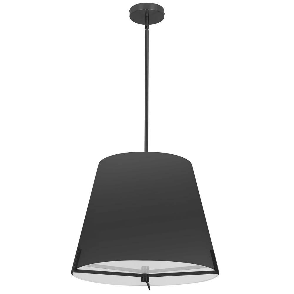 4 LT Incandescent Pendant, MB w/ BK fabric shade