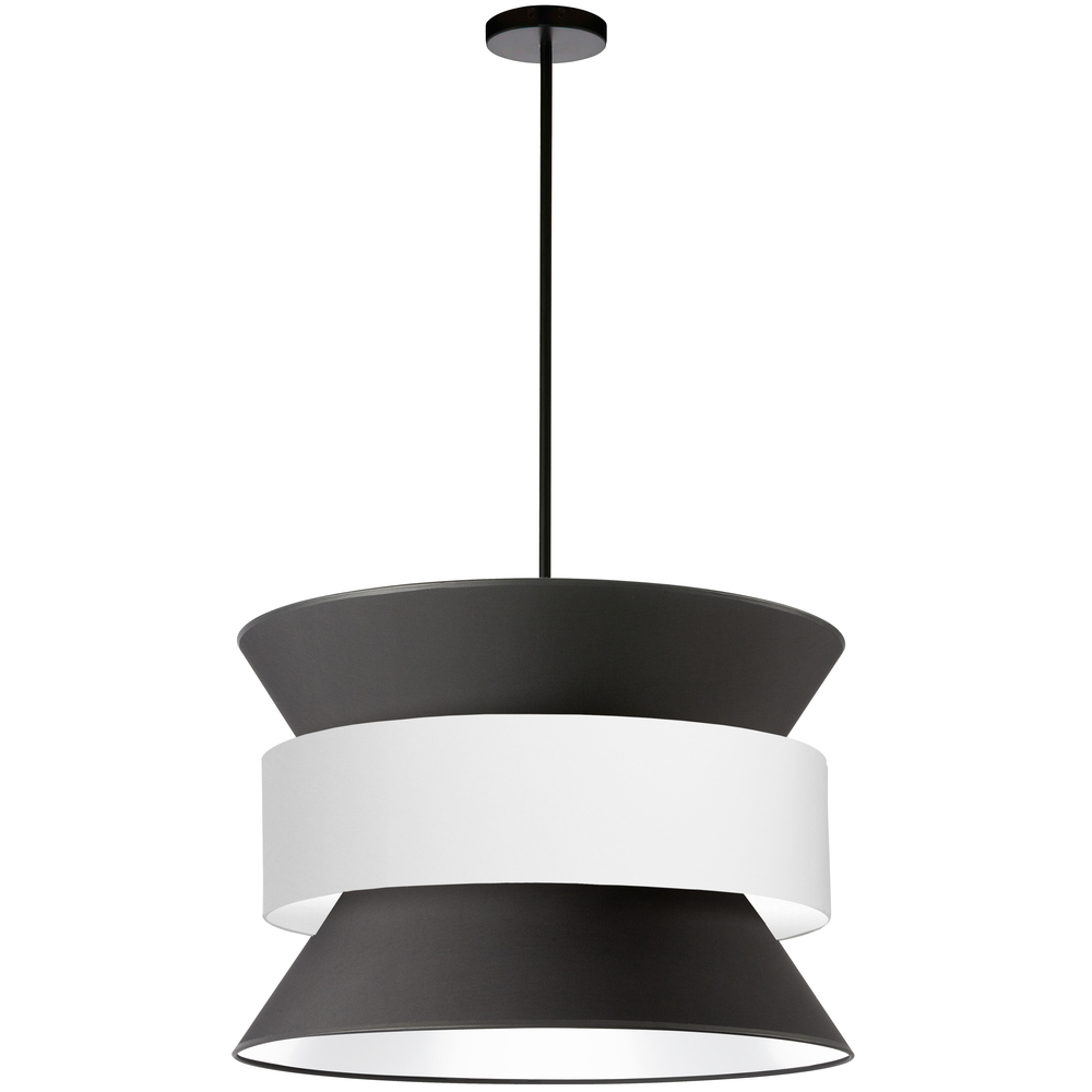 4LT Incandescent Pendant, MB w/ BK & WH Shade