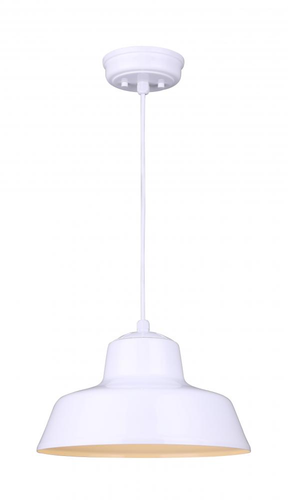 Levi 1 Light Pendant, White Finish