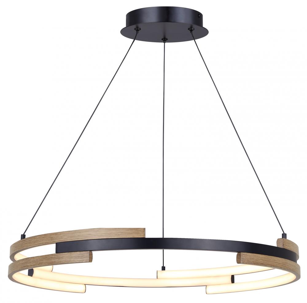 AZRIA 6 Lt Matte Black Mid Century Modern Chandelier w/ Integrated LED for Dining Rooms