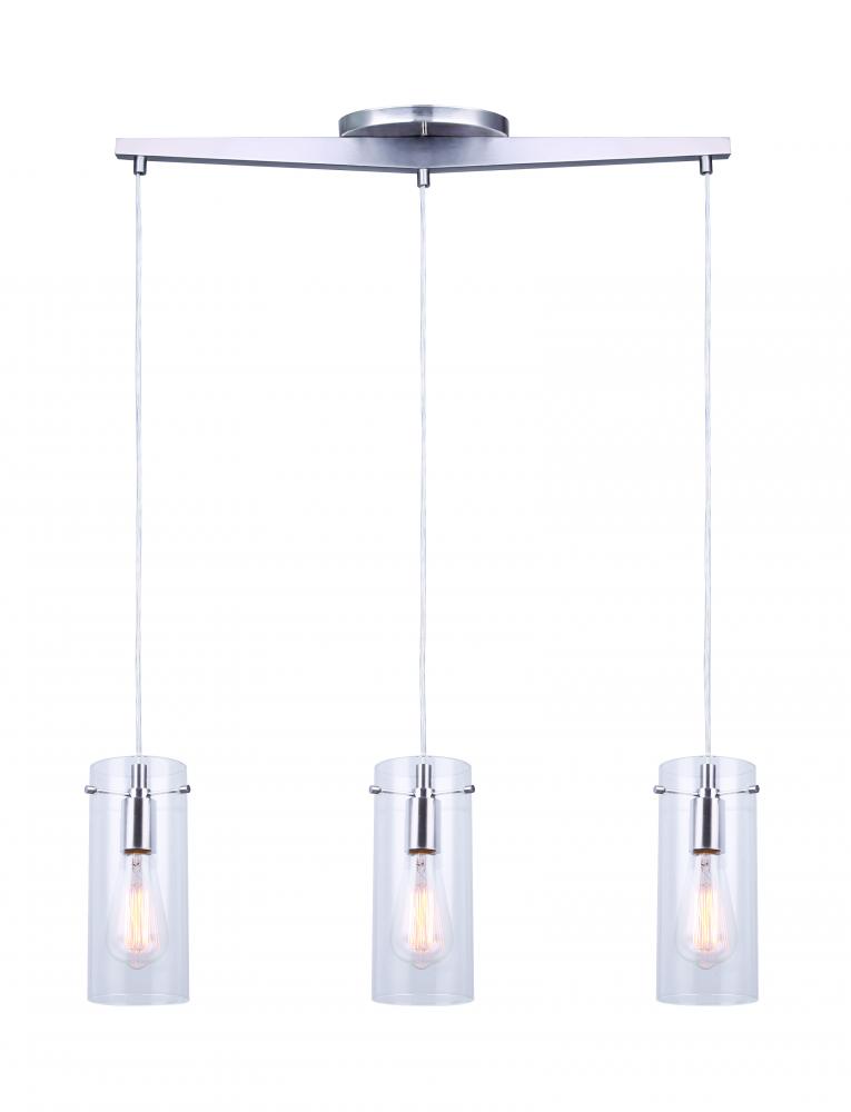 Joni 3 Light Pendant, Nickel Finish