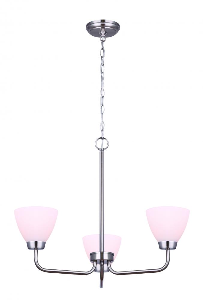 Noah 3 Light Chandelier, Nickel Finish