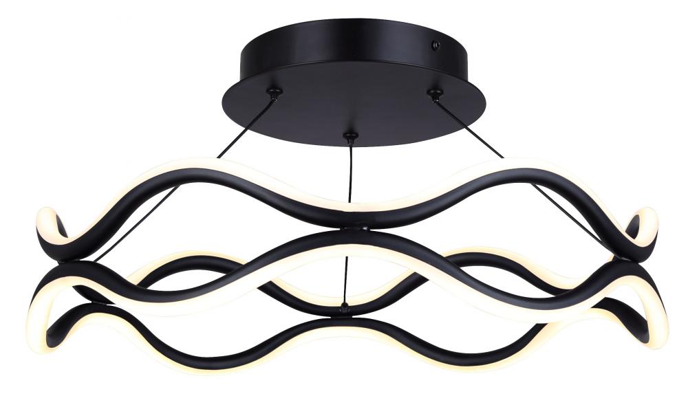 CASTRA 16.88 in. 3 Light Integrated LED Black Contemporary Semi Flush