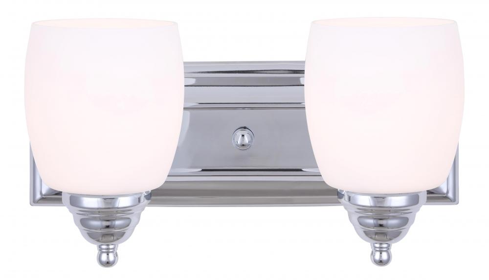 Griffin, 2 Light Vanity, Flat Opal Glass, 100 W Type A, 14" W x 7 1/4" H x 7 1/4" D