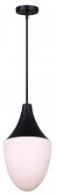 Canarm IPL1121A01BK - Evlin 60-Watt 1 Light Matte Black Modern Pendant with White Glass Shade