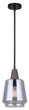 Canarm IPL2040B01BKW - Dante 60-Watt 1 Light Matte Black and Faux Wood Unique and Elegant Pendant with Clear Glass Shade