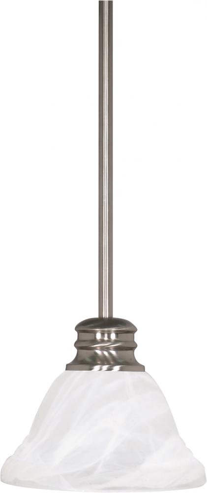 Empire - 1 Light 7" Mini Pendant with Alabaster Glass - Brushed Nickel Finish