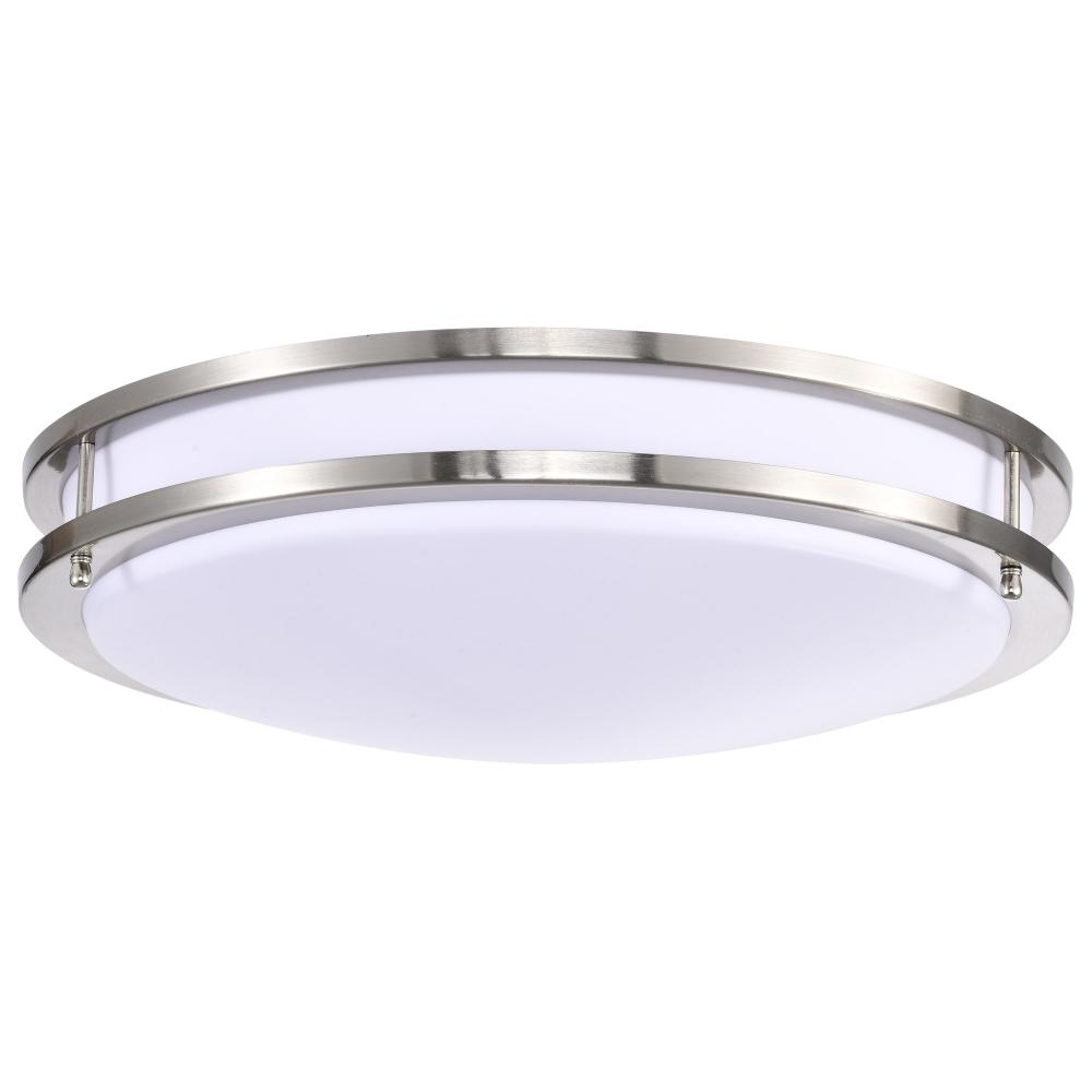 Glamour LED 17 inch; Flush Mount Fixture; Brushed Nickel Finish; CCT Selectable 3K/4K/5K