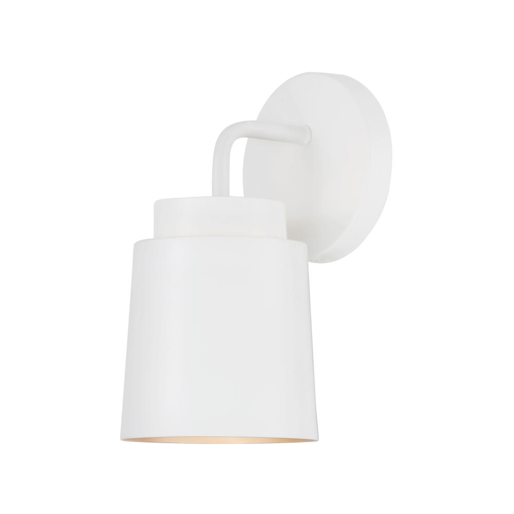 5"W x 9.50"H Sconce in Matte White with Soft Gold Interior